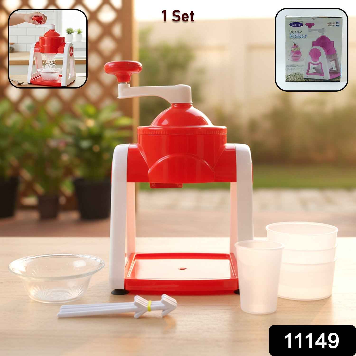 Manual Gola Maker – Portable Red Ice Slush Machine for Refreshing Treats