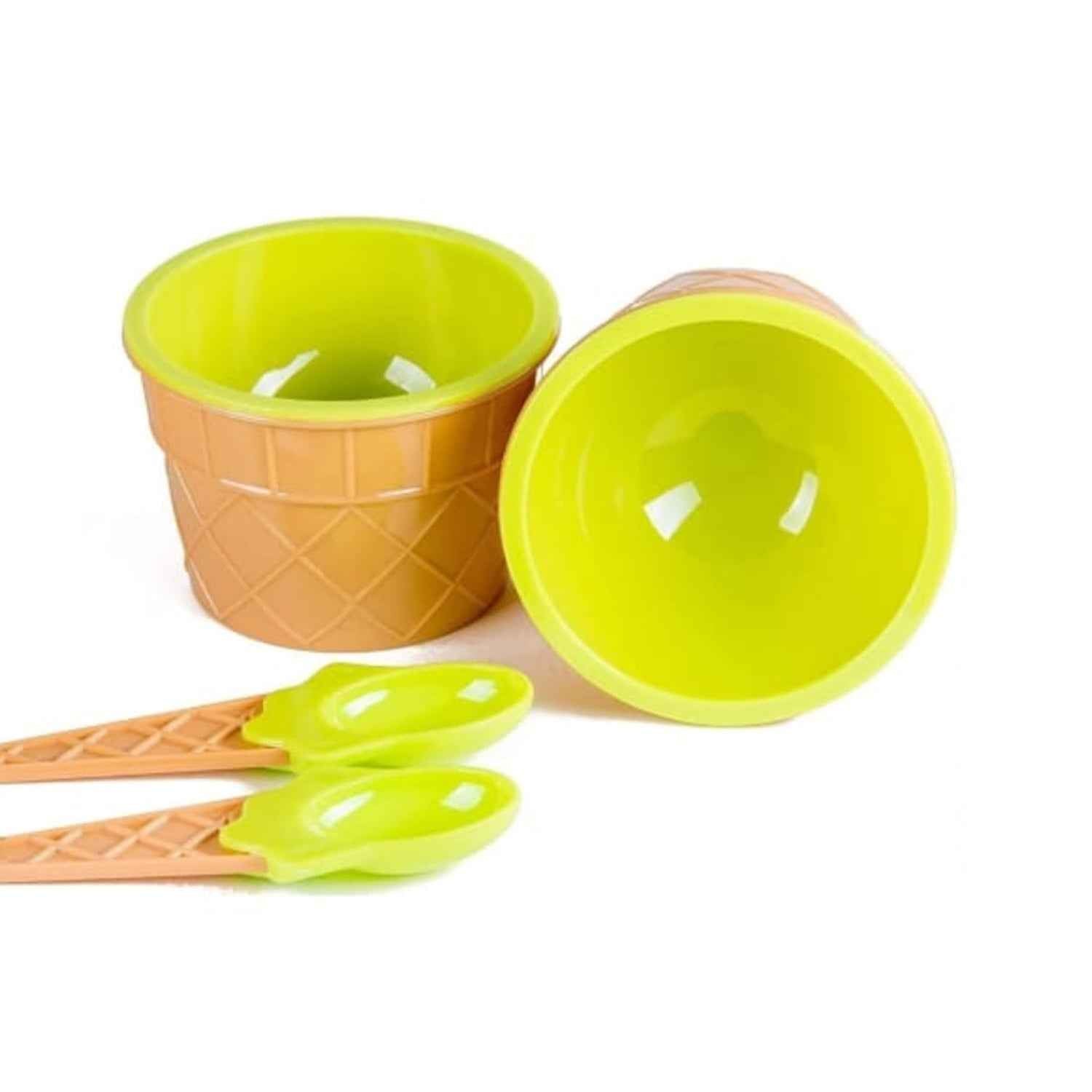 Ice Cream Bowls Set – Durable Waffle Design with Spoons | Jiaqi