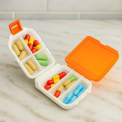 Pill Organizer Box – Dual-Sided with 8 Secure Compartments