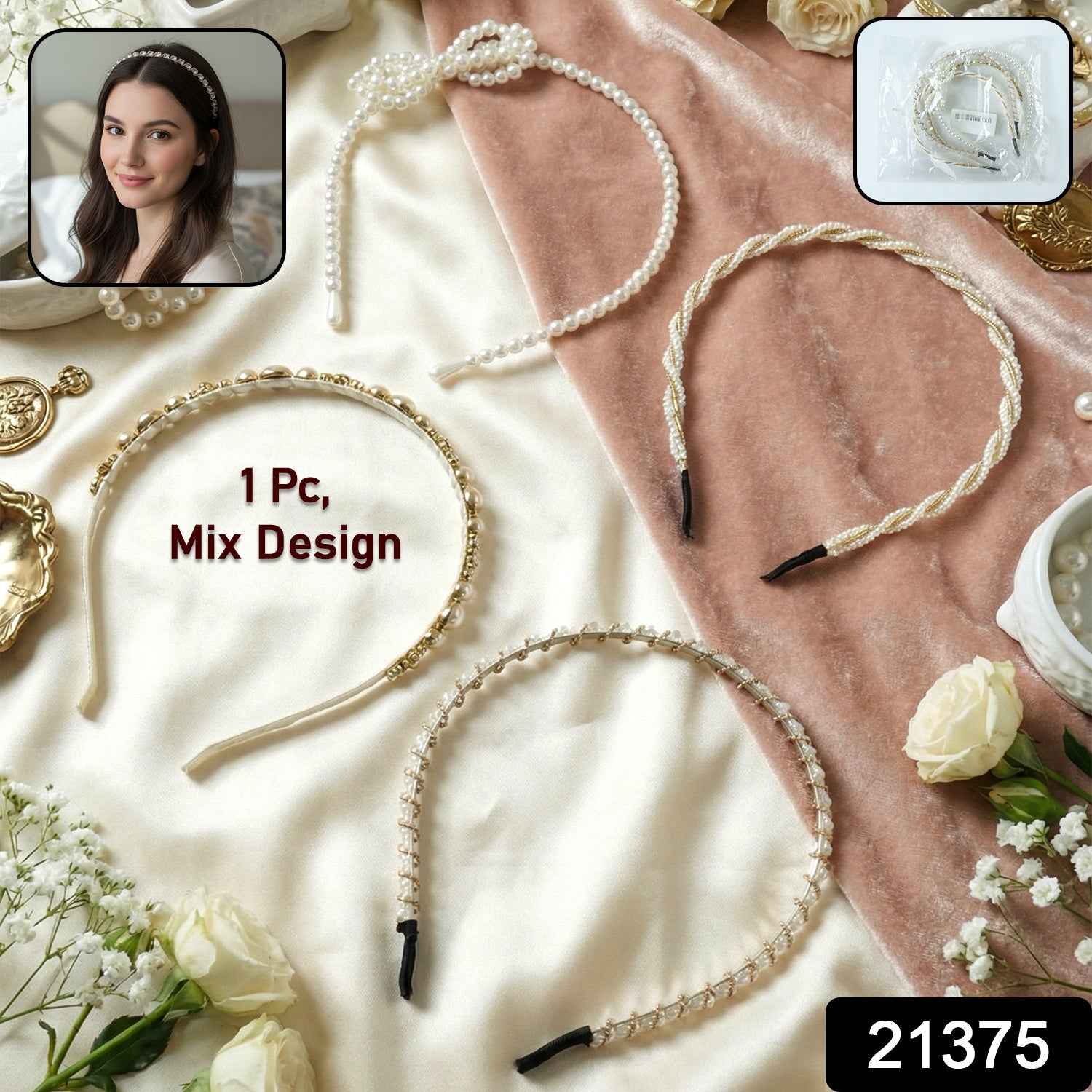 Pearl Beaded Designer Hair Band – Elegant Party Headband