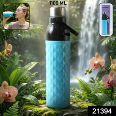1100 ML Diamond Texture Sports Water Bottle – Leakproof Secure Cap