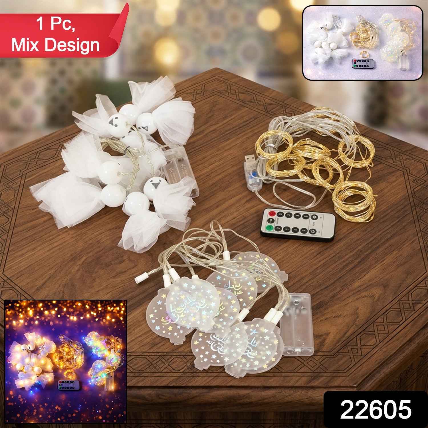 Decorative LED String Light Set – Stylish Mix Design for Home Decor