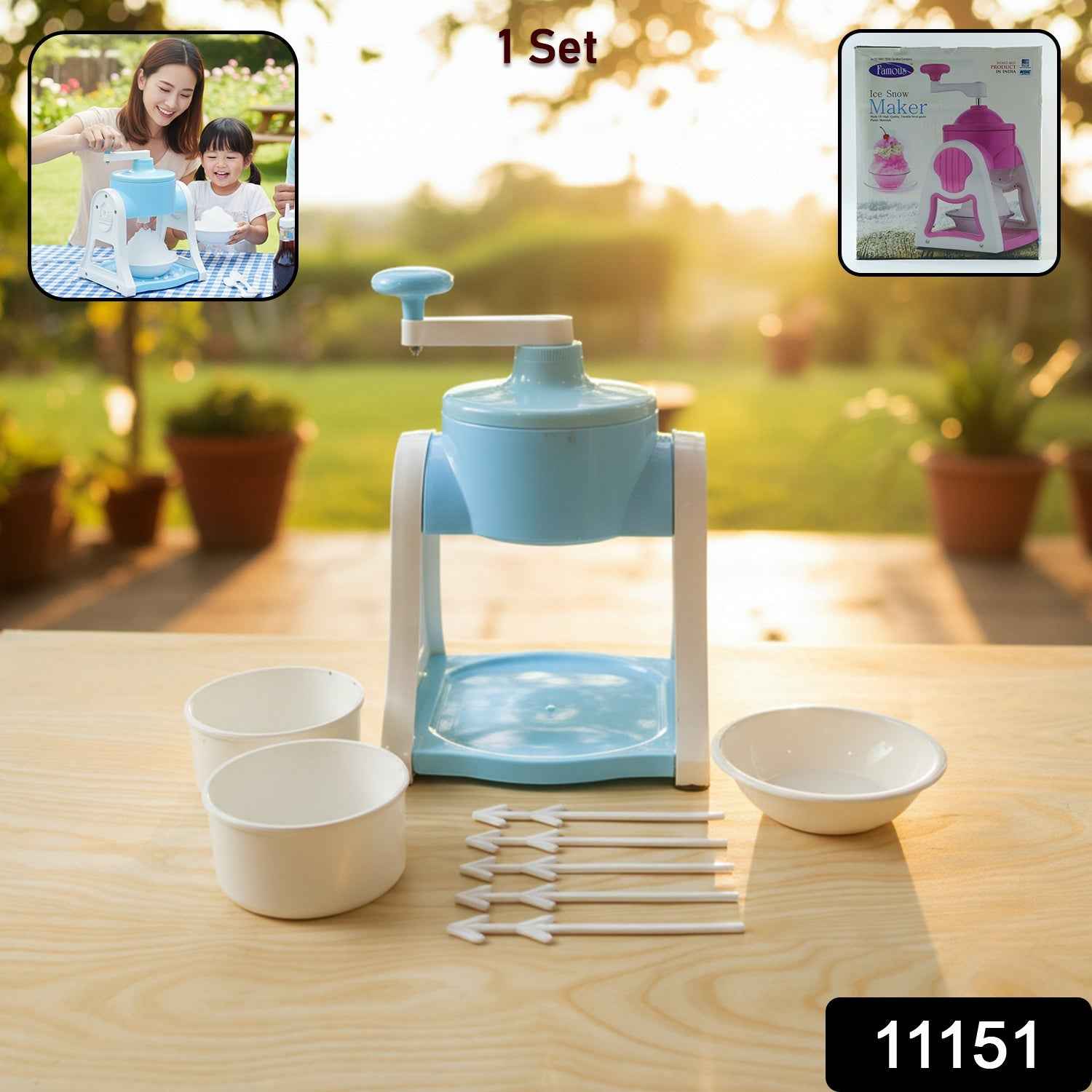 Manual Ice Gola Maker – Portable Blue Ice Slush Machine