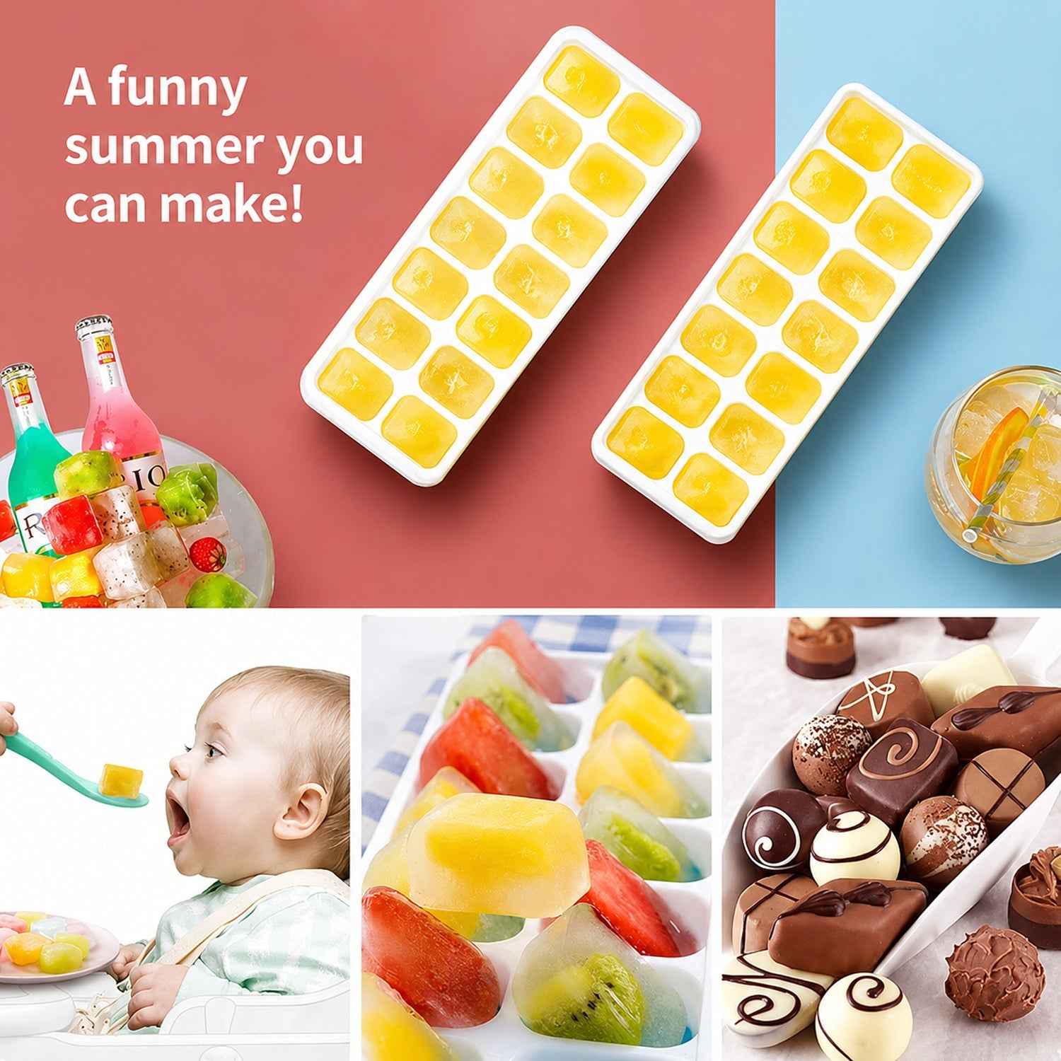 Ice Cube Tray with Spill-Proof Lid Ð Effortless Ice Making and Space Saving
