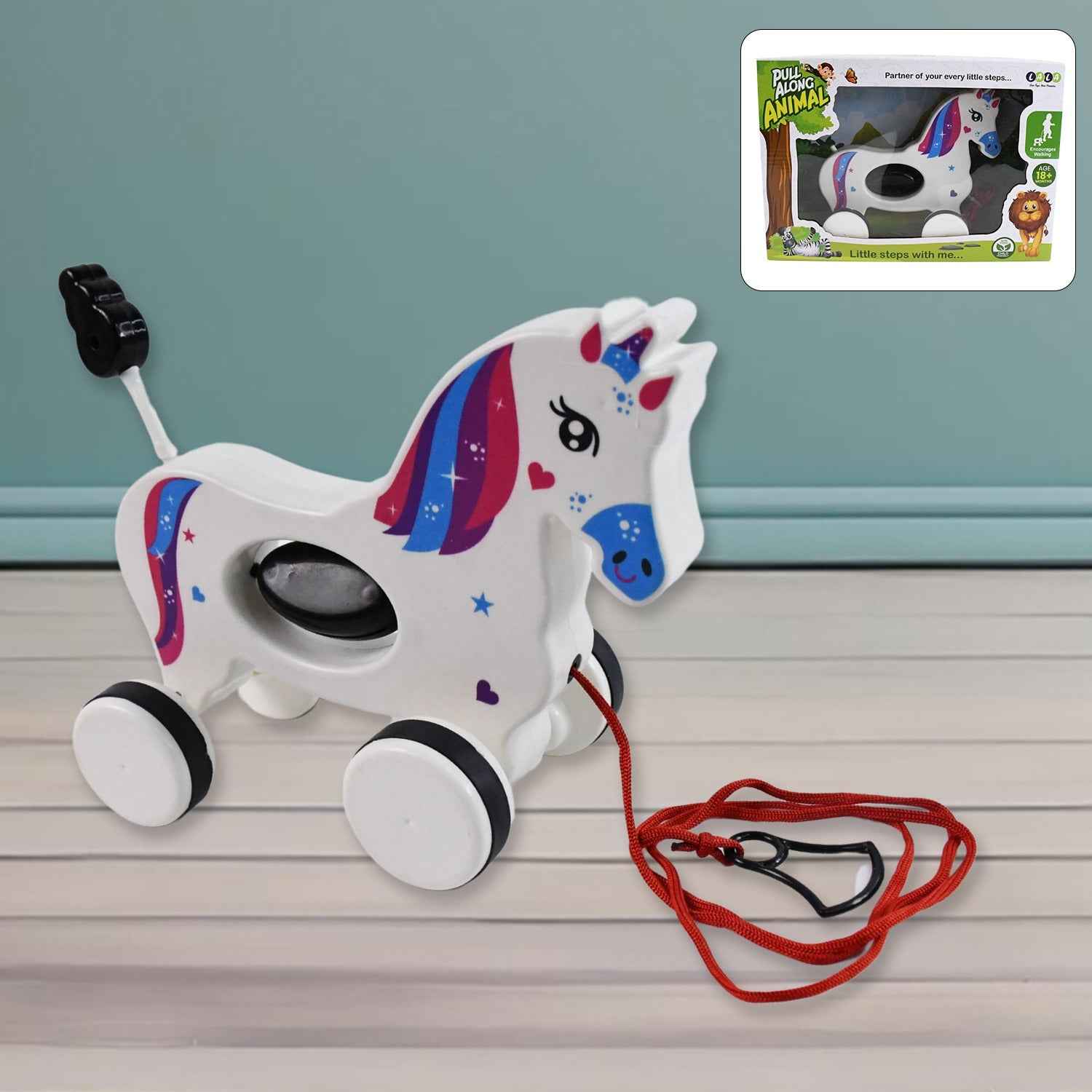 Unicorn Pull Along Toy – Encourages Toddler Walking & Motor Skills