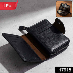 Black Zip-Around Card Holder Wallet – Secure Multi-Card Organizer
