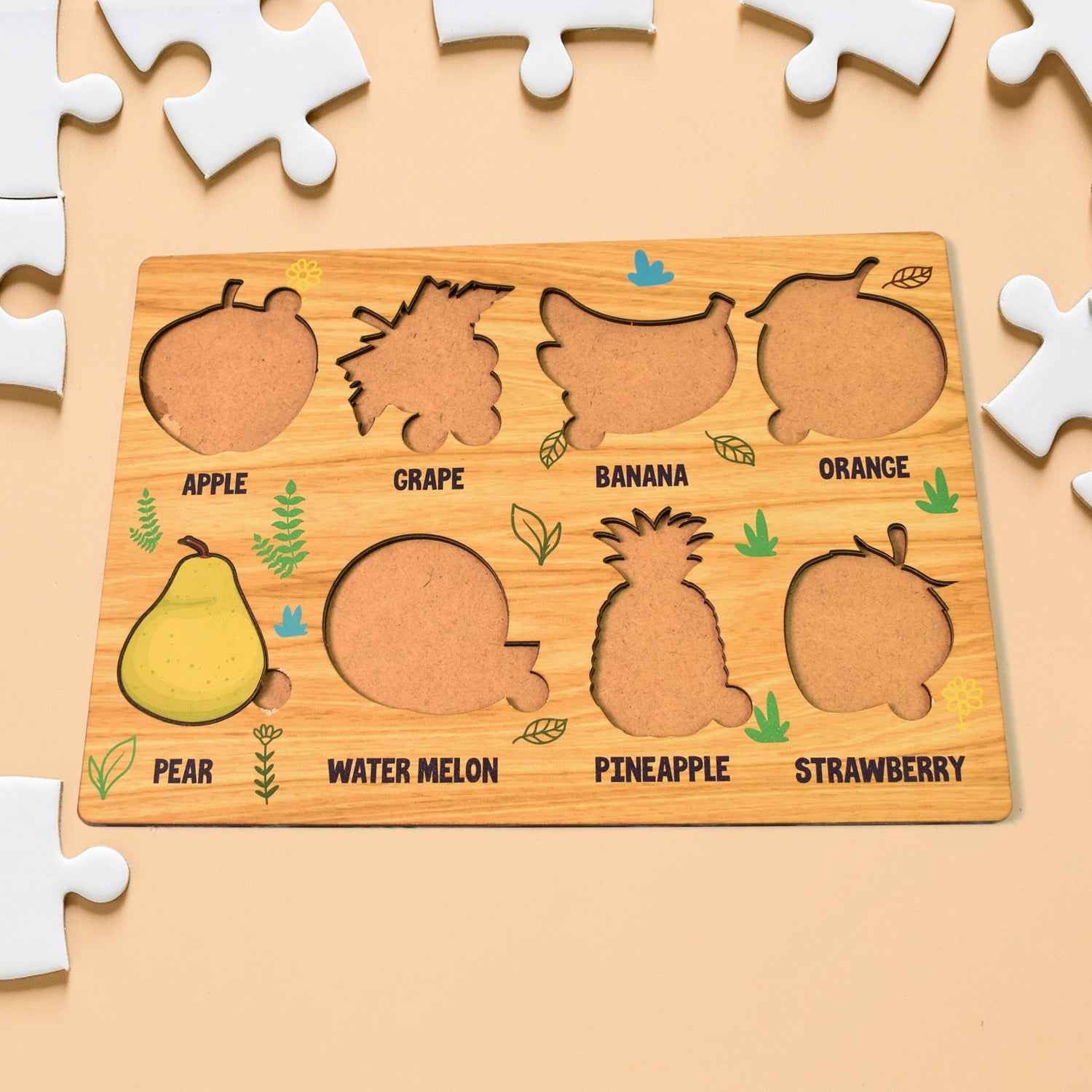 Wooden Fruit Puzzle – Toddler Learning Board | Inventive Play