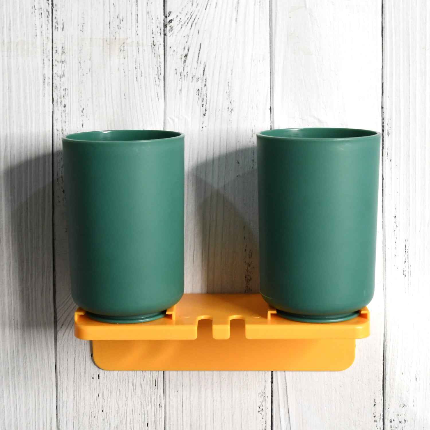 Wall Mount Toothbrush Holder – 2 Cups, Self-Adhesive | BrushedUp