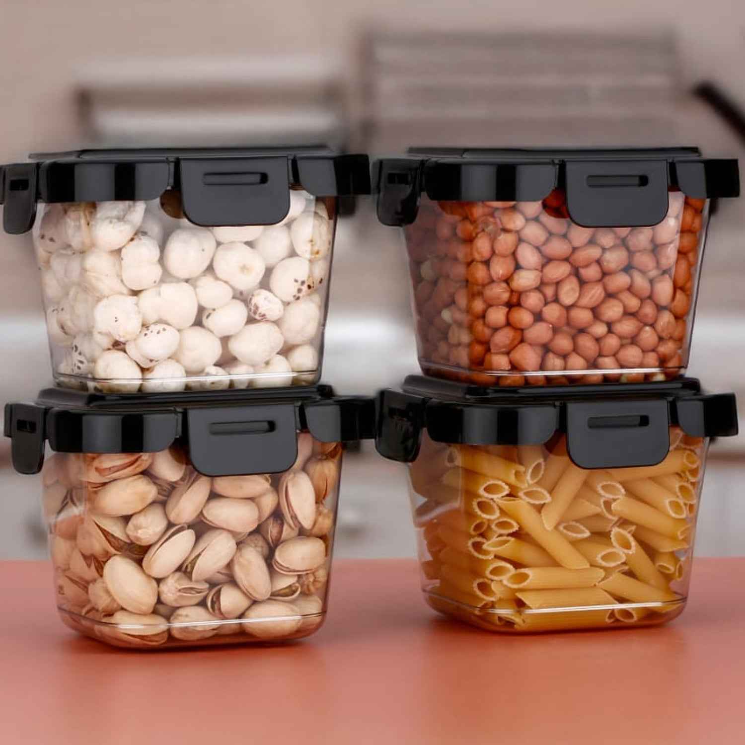 Plastic Food Storage Containers – 500ml 4 Pcs Leak-Proof Set | Organivo