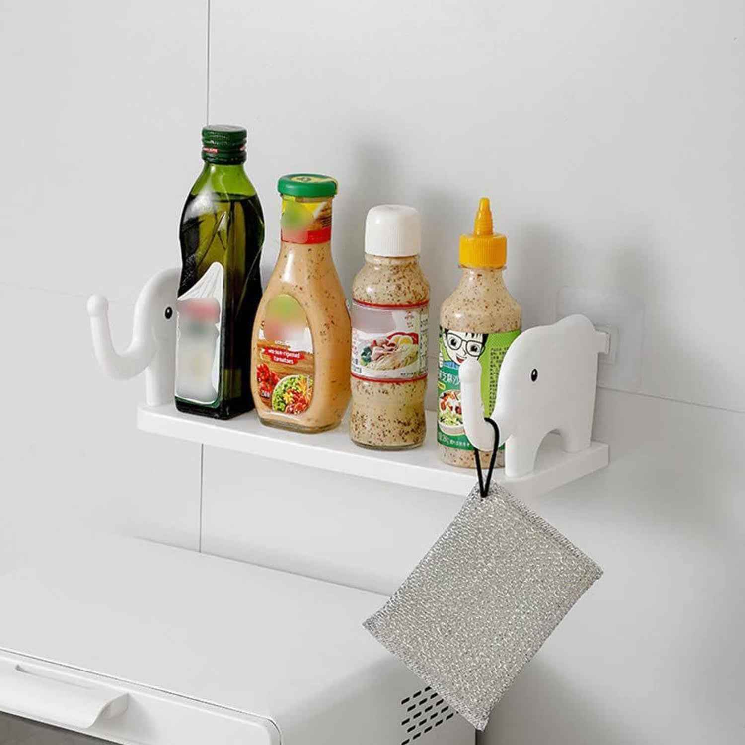 Elephant Wall Shelf – No-Punch Organizer for Kitchen & Bathroom | Velvet Organizers