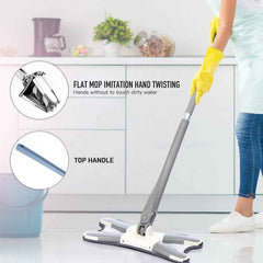 Flat Mop – 360° Rotating Head, Easy Squeeze | Velvet Wipe
