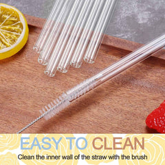 Reusable Glass Straws – Eco-Friendly Clear Drinking Set 5Pc