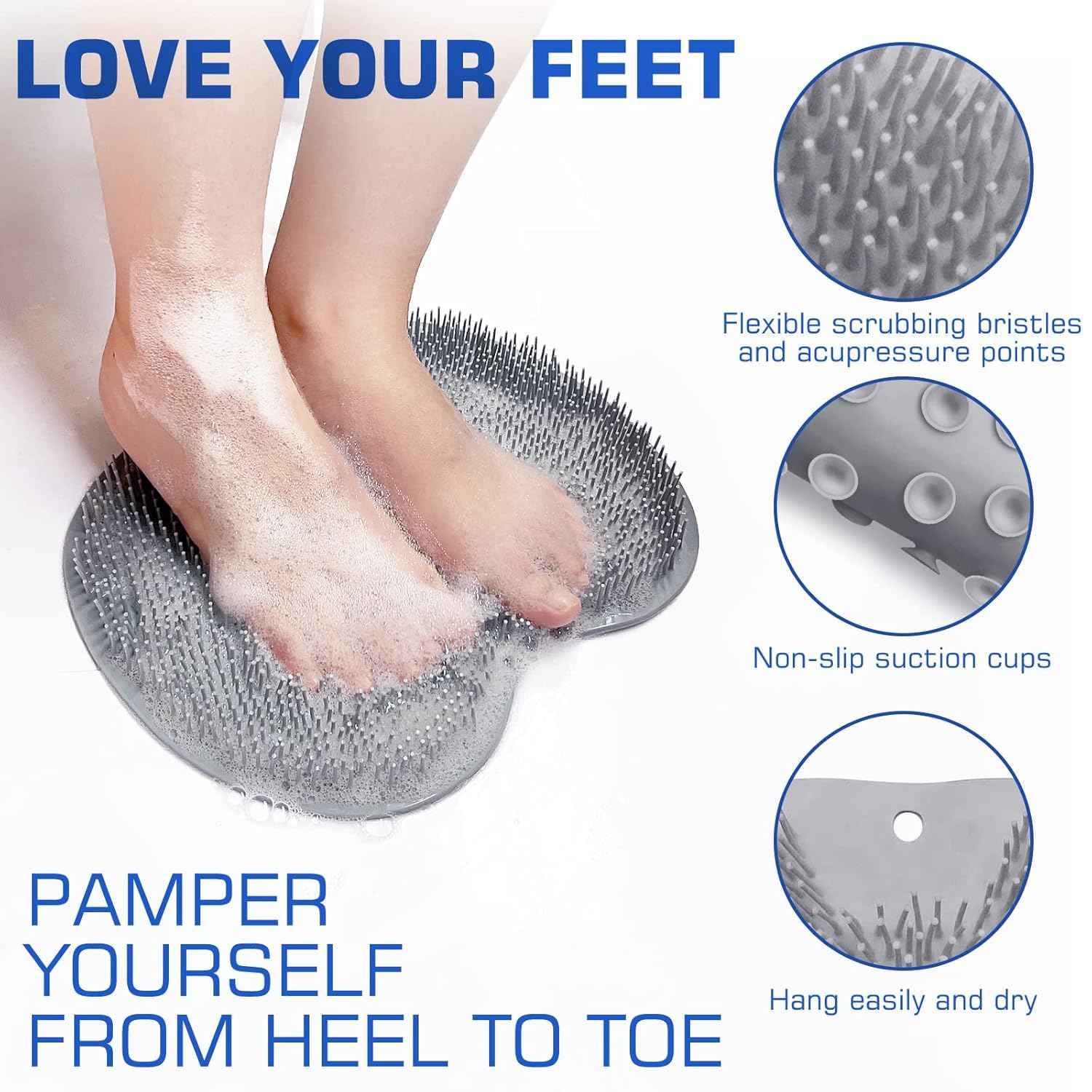 Silicone Foot Scrubber Mat Ð Soft Bristles for Easy Foot Care