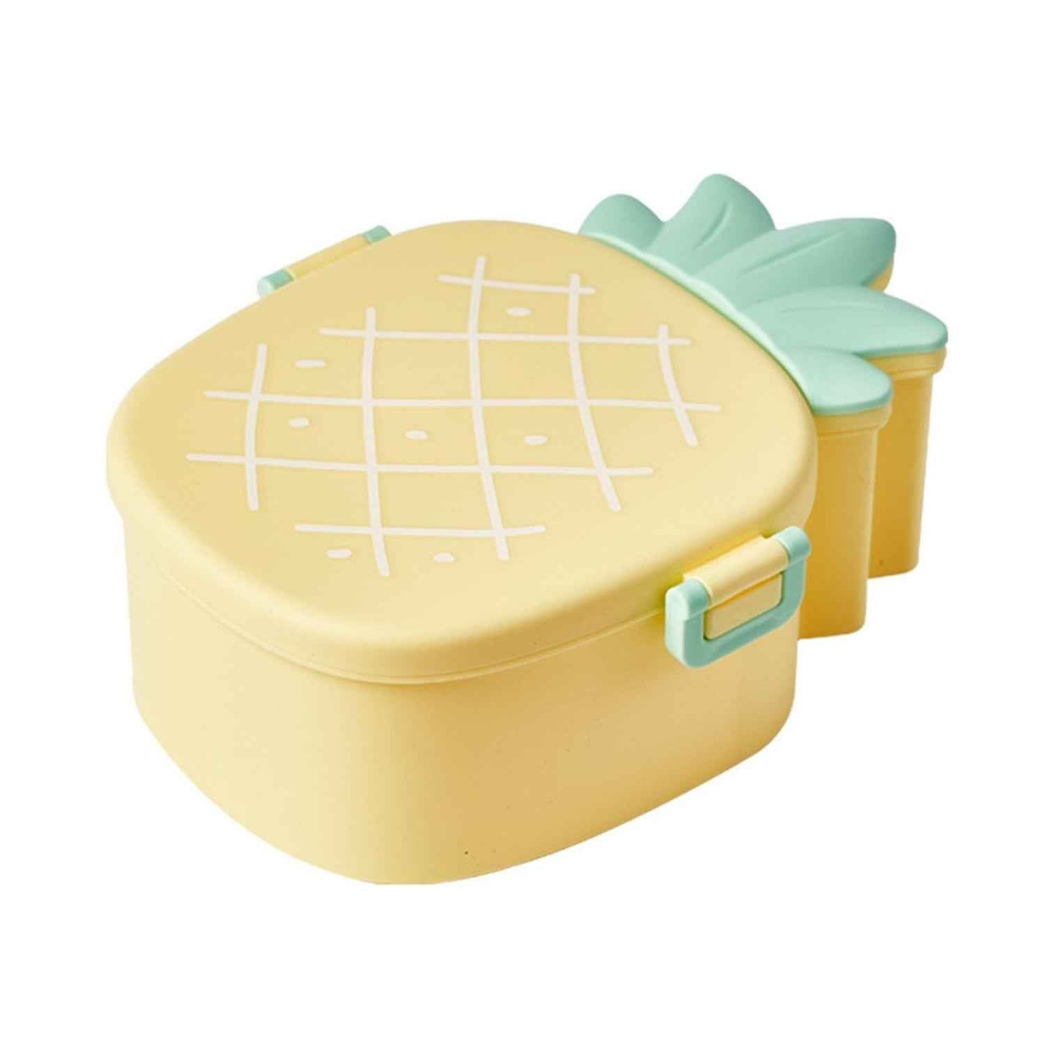 Kids Bento Lunch Box – Pineapple Design, Fork & Spoon | Lunchie Bunchie