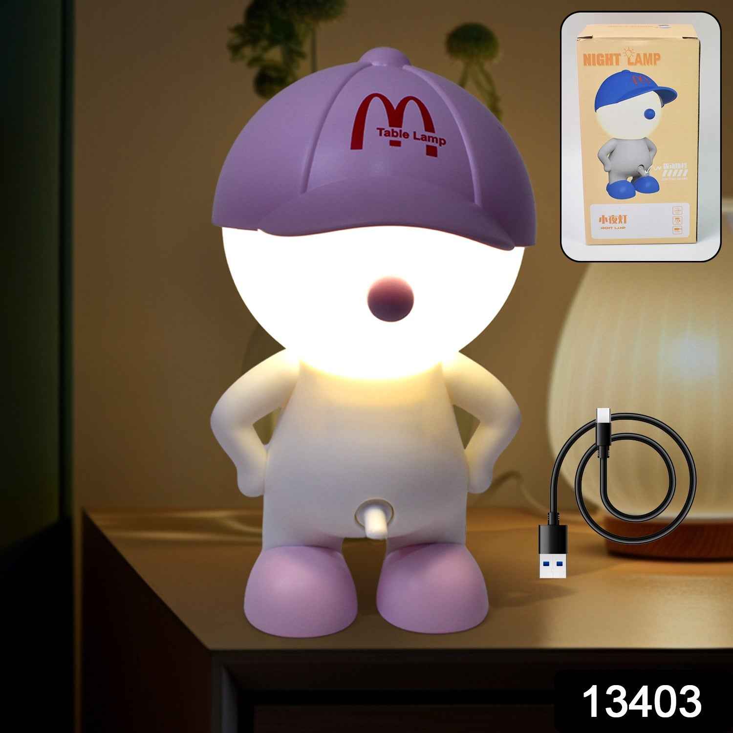 Flexible neck cartoon LED desk lamp with a cute bunny design, providing soft light for reading.