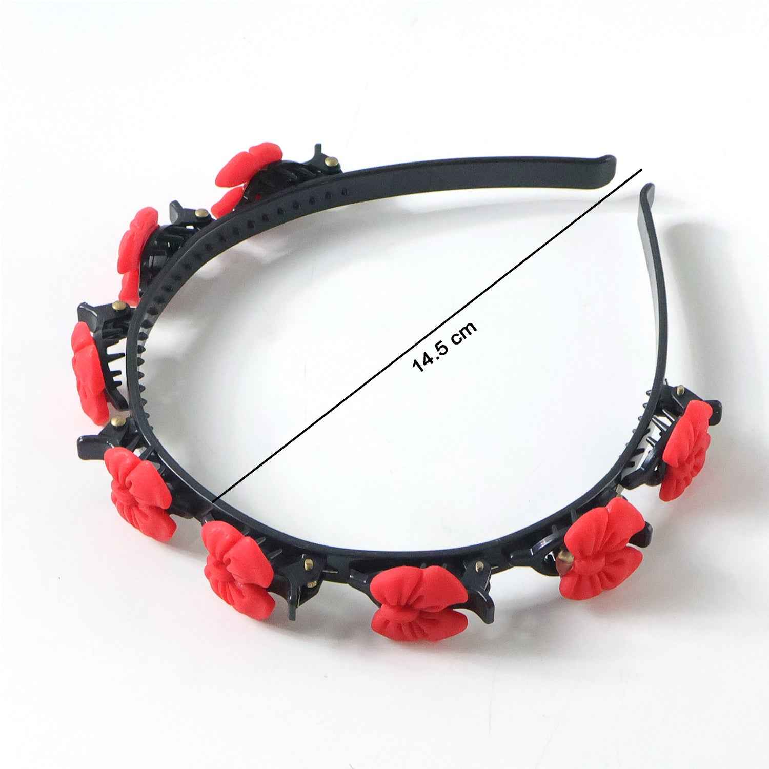 Decorative Floral Headband with Built-In Mini Claw Clips – Stylish and Secure