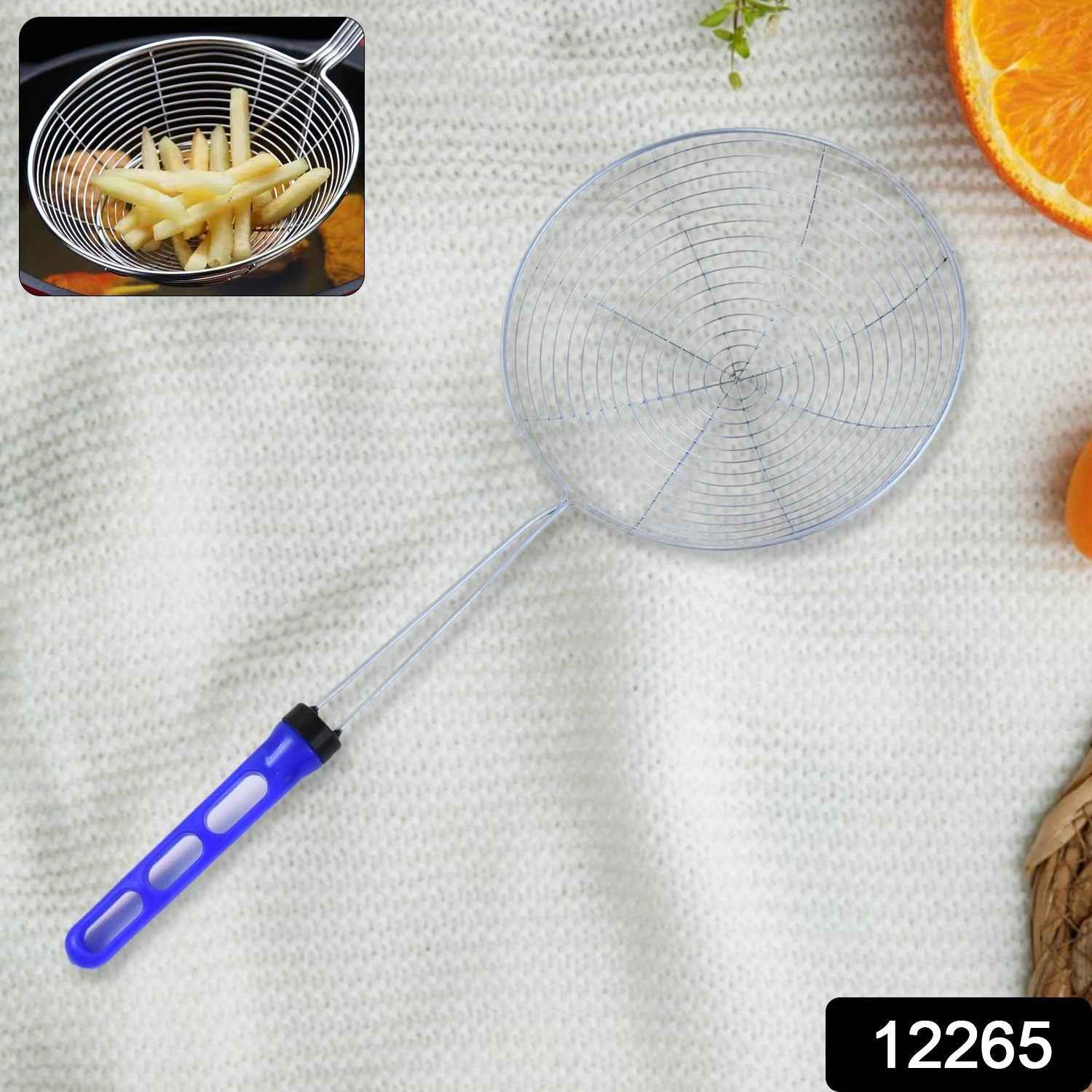 Stainless Steel Deep Fry Strainer – Large Size with Long Handle