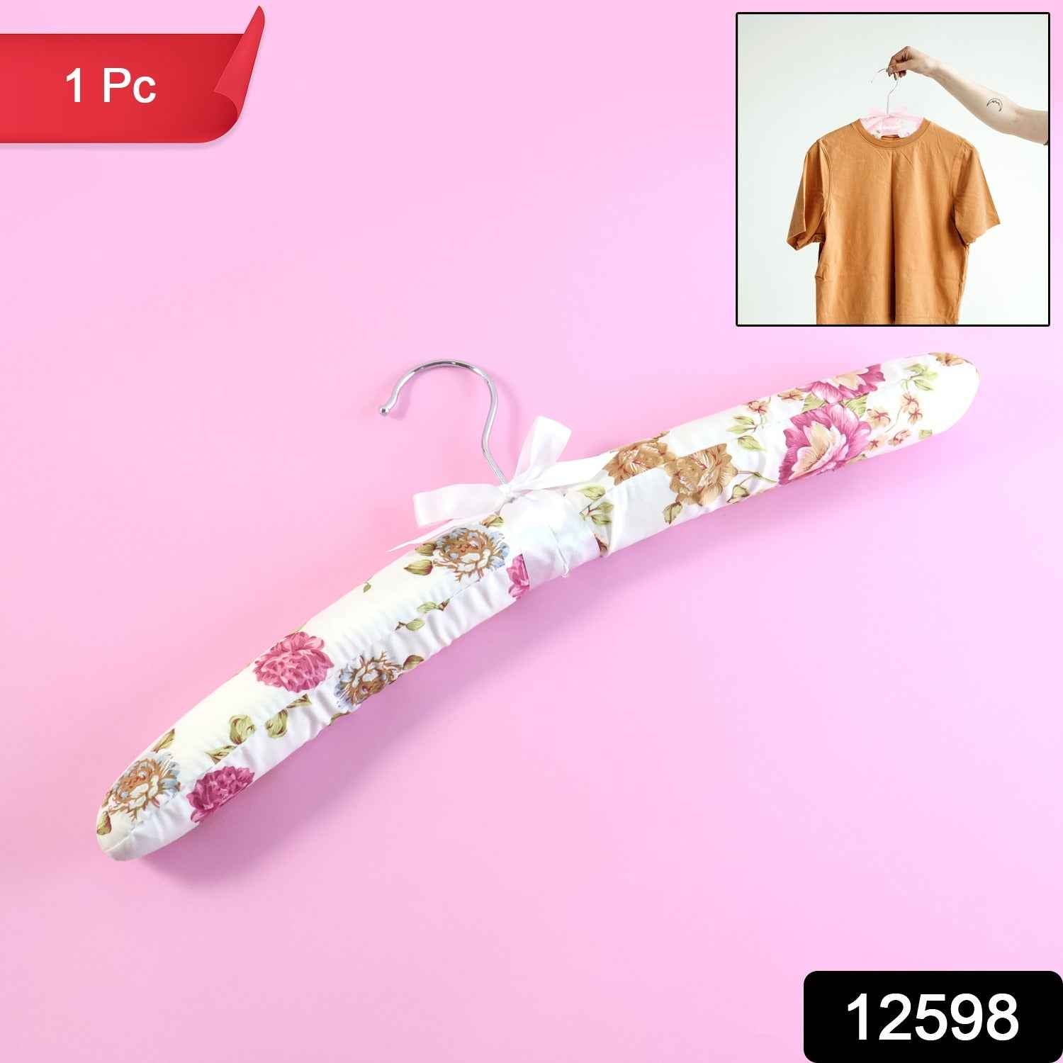 Padded Floral Clothes Hanger – Satin-Cushioned, Non-Slip Support
