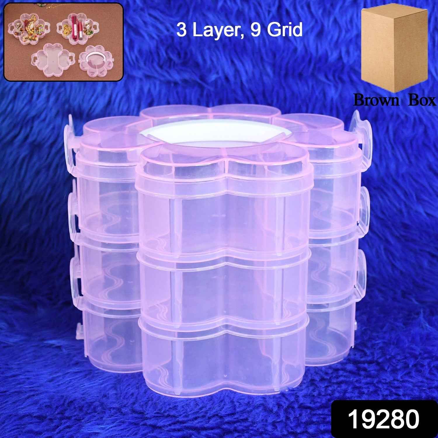 Flower-Shaped 3-Layer Storage Box – 9 Compartments Organizer