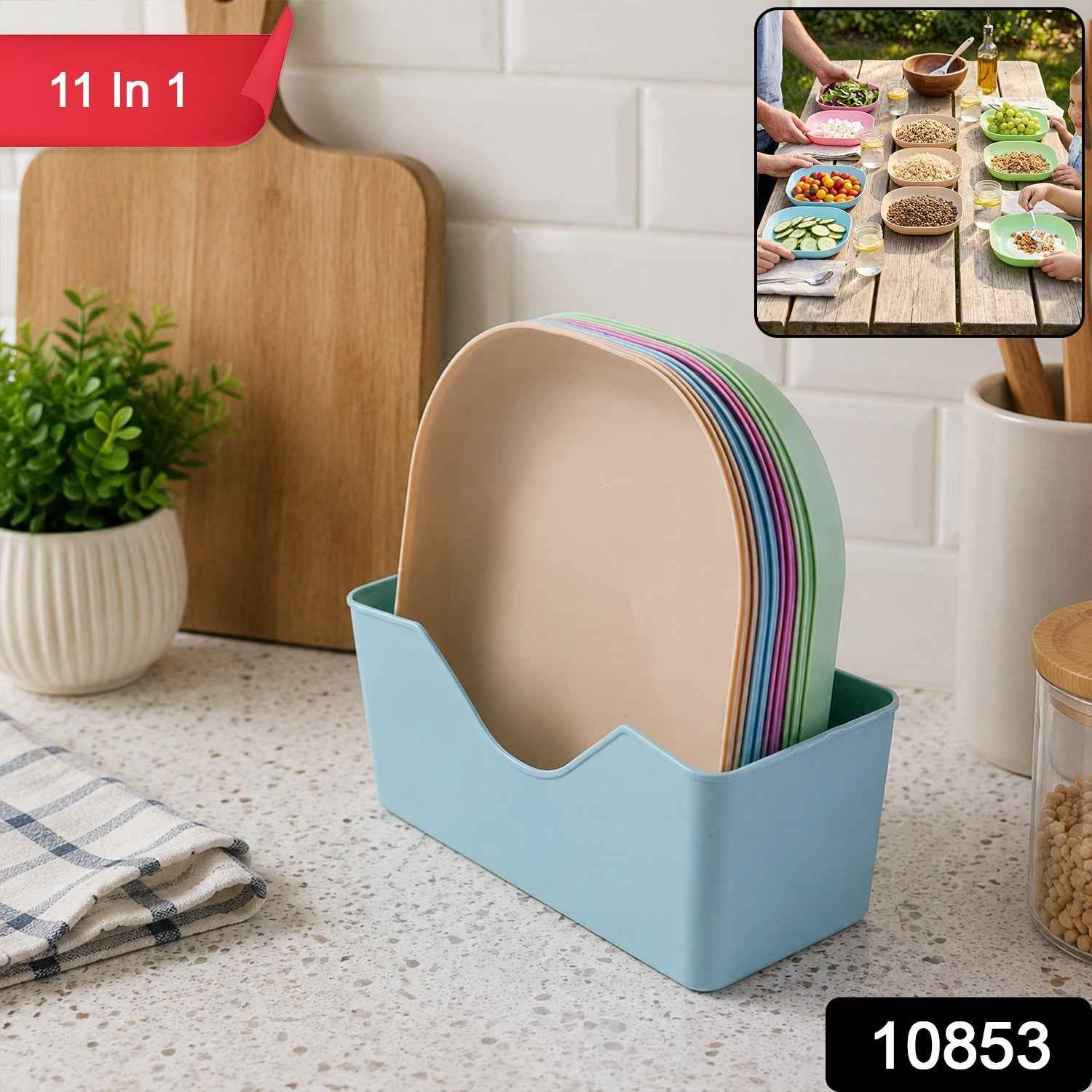 11-in-1 Snack Serving Plates Set Ð Multi-Compartment & Durable