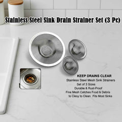 Stainless Steel Sink Drain Strainer Set – Prevents Clogs & Odors