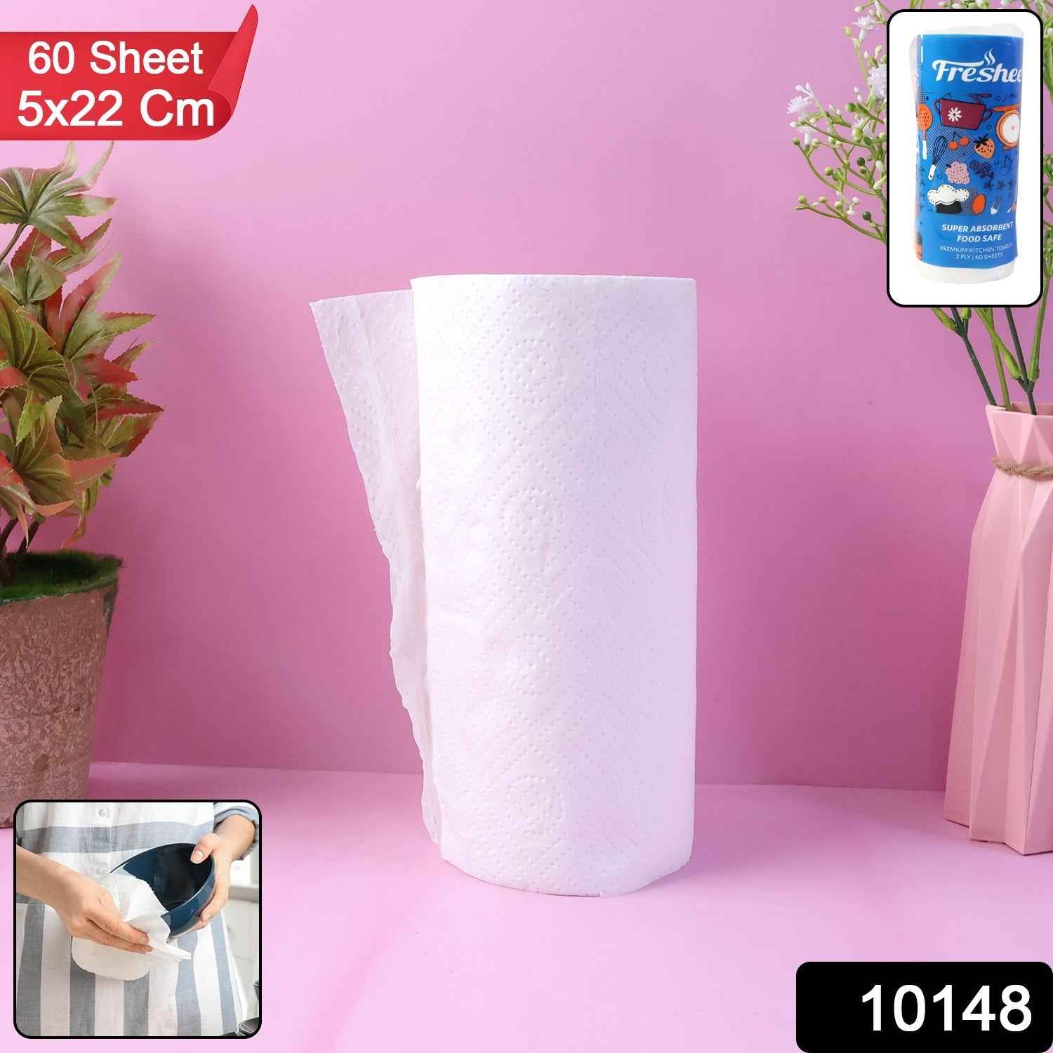 Kitchen Paper Towel Roll – 60 Super Absorbent Sheets