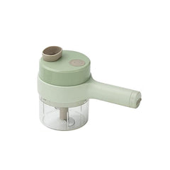 Ergonomic grip of the electric vegetable chopper, held by a user.