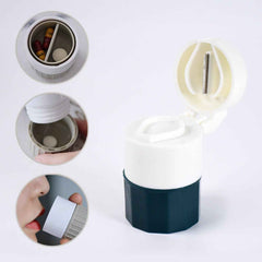 Pill Crusher 4-in-1 with Grinder, Cutter & Water Cup – Compact & Portable