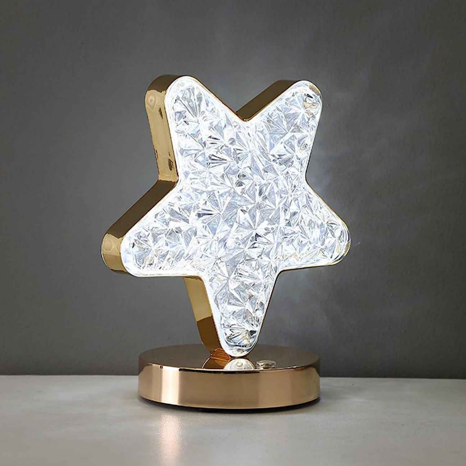 USB rechargeable Crystal Diamond Lamp glowing with soft light on a tabletop.
