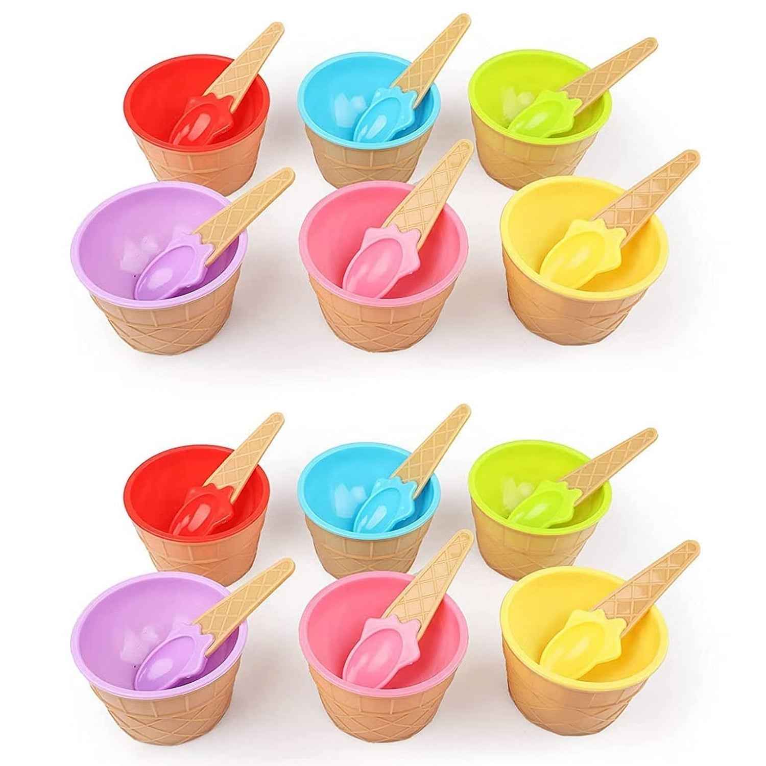 Ice Cream Bowl Set – 12-Pc Multi-Color Dessert Bowls | Jiaqi