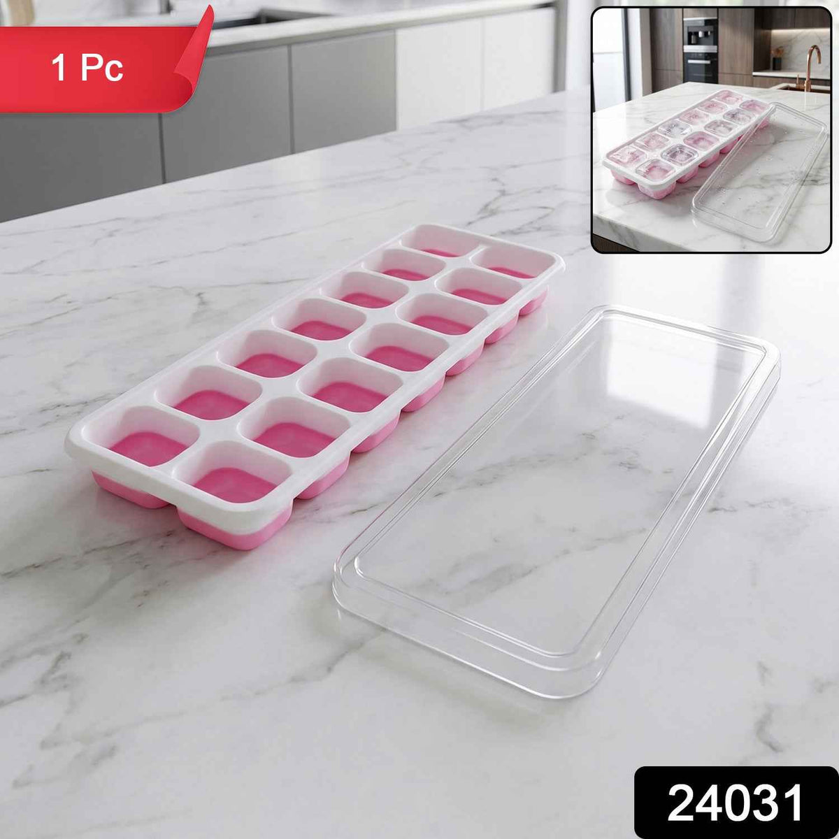 Plastic Ice Cube Tray Ð Durable with Lid for Easy Freezing