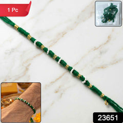 Traditional Green Pearl Beaded Rakhi Ð Handmade Festive Bracelet
