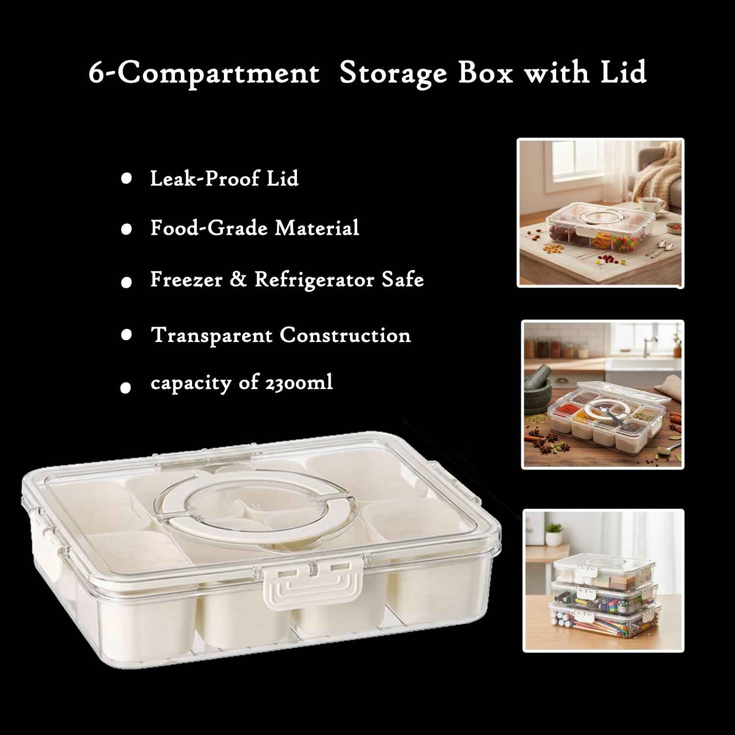 6-Compartment Fridge Storage Box – Leak-Proof, Space-Saving Organizer