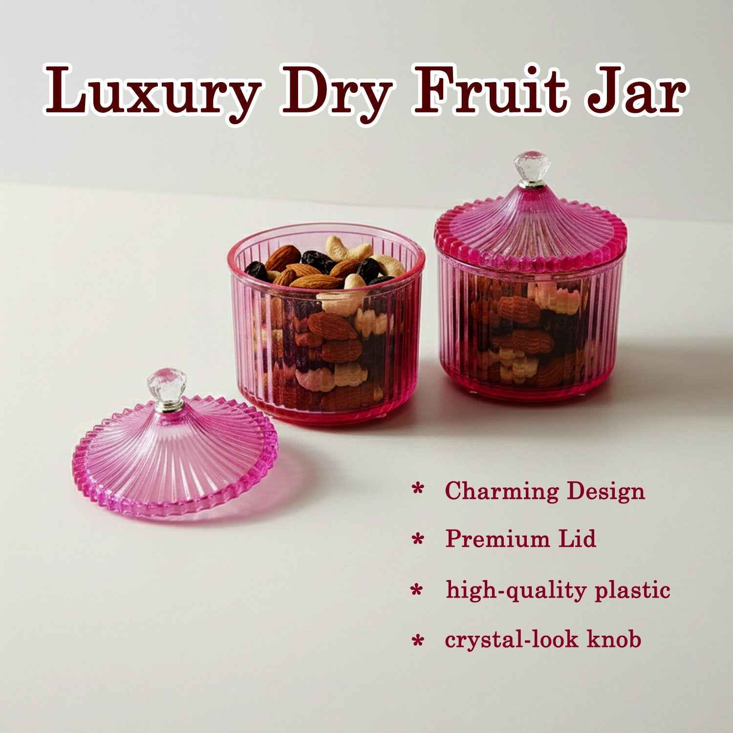 Dry Fruit Storage Jars – Luxury Transparent Plastic Set of 2