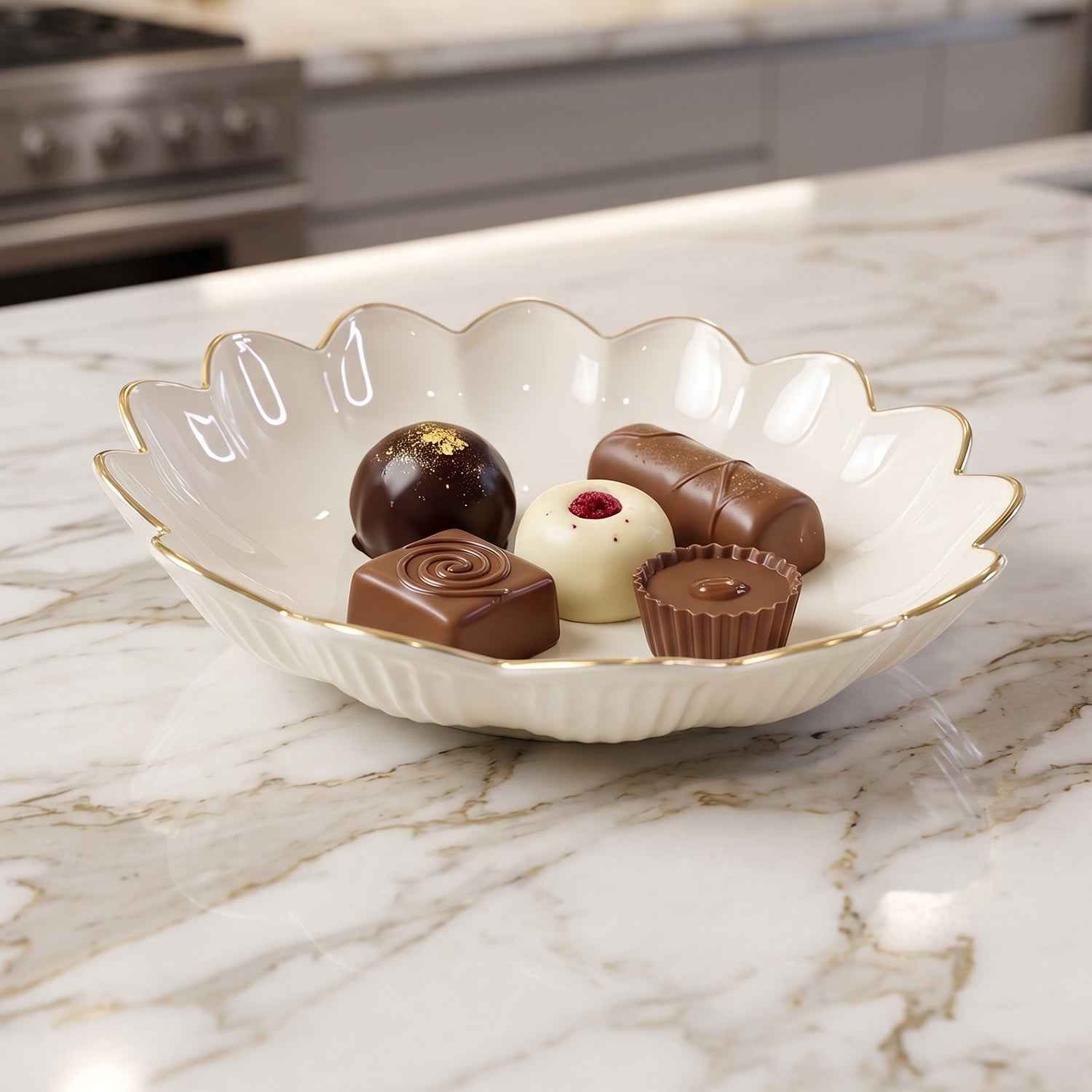Lotus Flower Decorative Serving Tray Ð Elegant Snack & Dry Fruit Platter