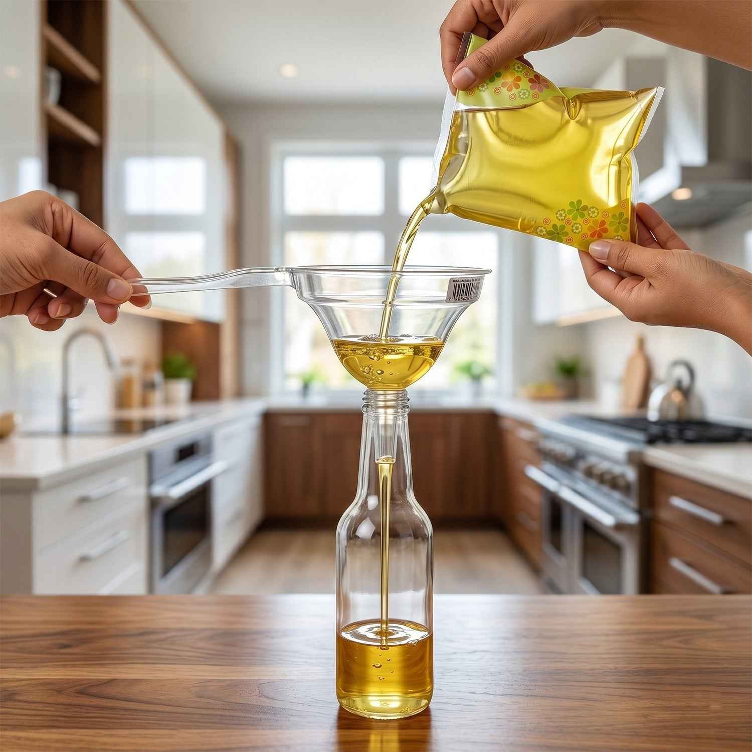 Kitchen Funnel with Handle Ð Spill-Free Wide Mouth Pouring Tool