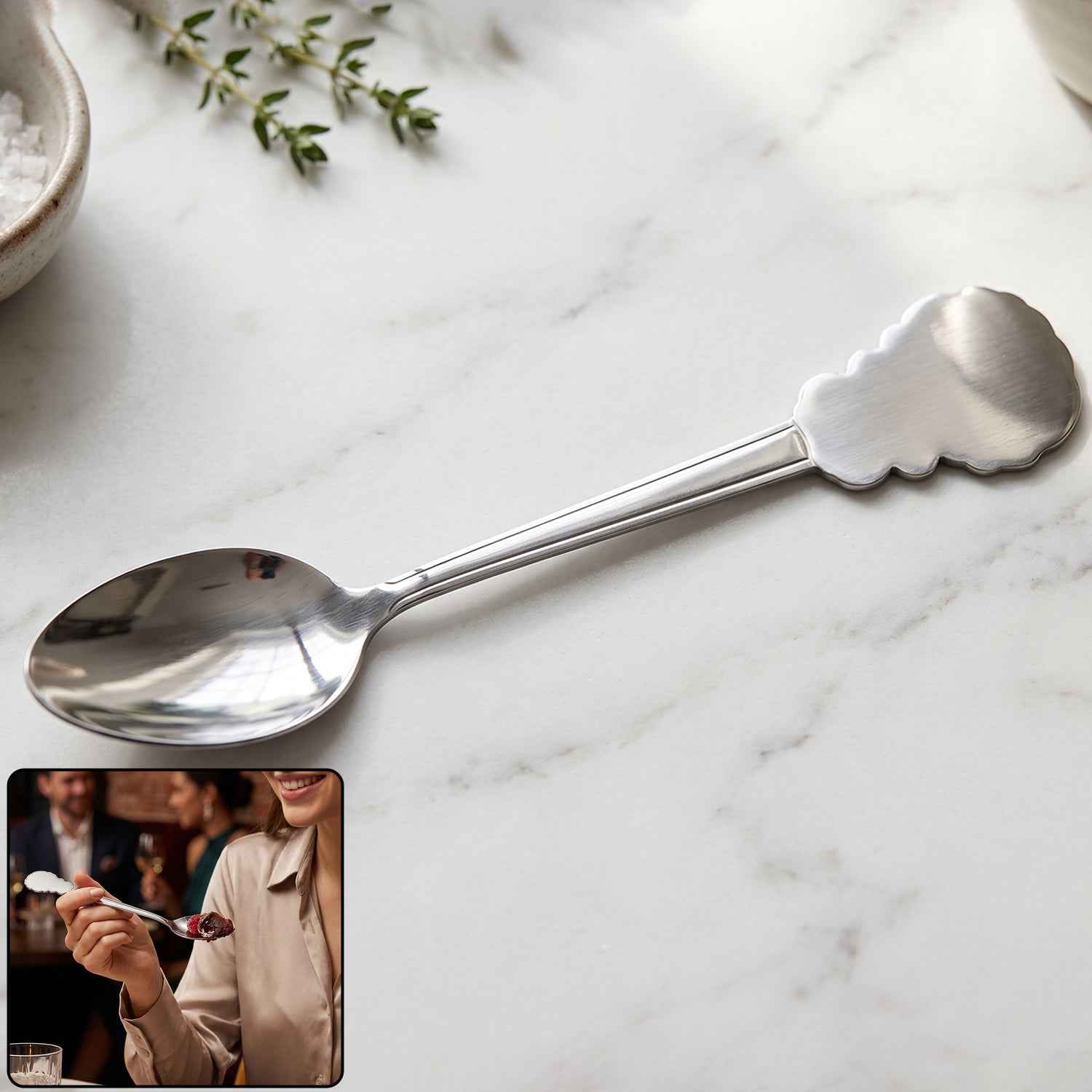 Stainless Steel Dinner Spoon Ð Elegant Carved Handle for Daily Use