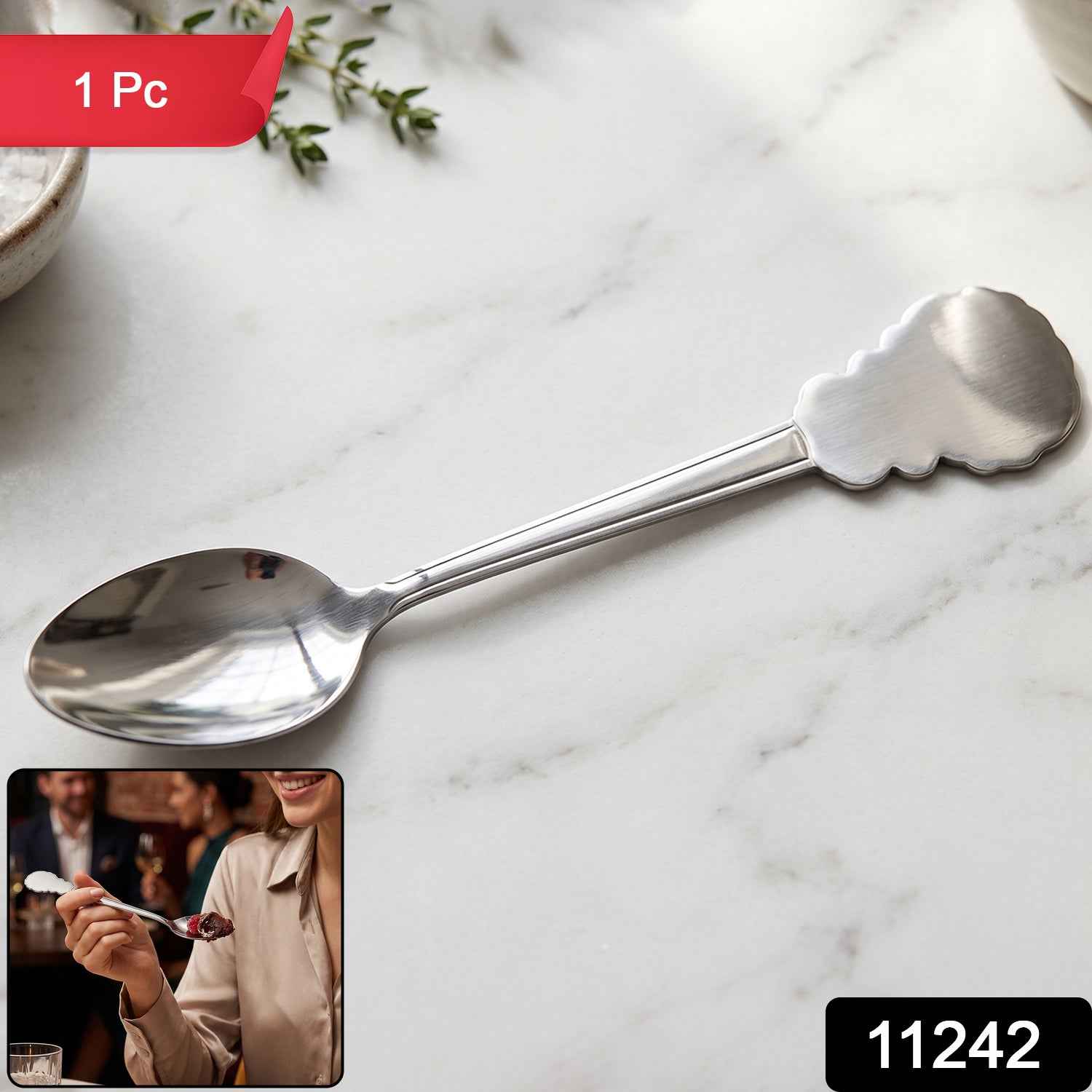 Stainless Steel Dinner Spoon Ð Elegant Carved Handle for Daily Use