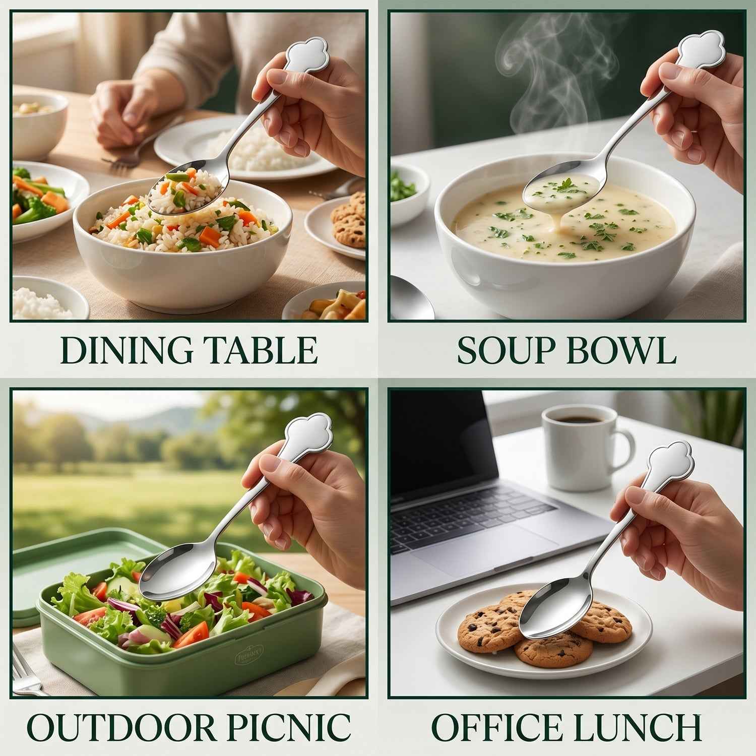 Stainless Steel Dinner Spoon Ð Elegant Carved Handle for Daily Use