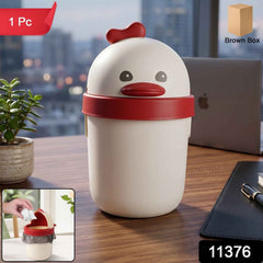 Mini Desktop Trash Can with Lid Ð Cute Chick Design for Office & Home