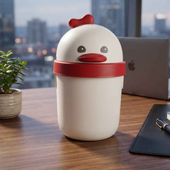 Mini Desktop Trash Can with Lid Ð Cute Chick Design for Office & Home