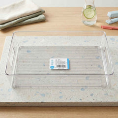 Plastic Storage Box Organizer with Handles Ð Clear & Space-saving