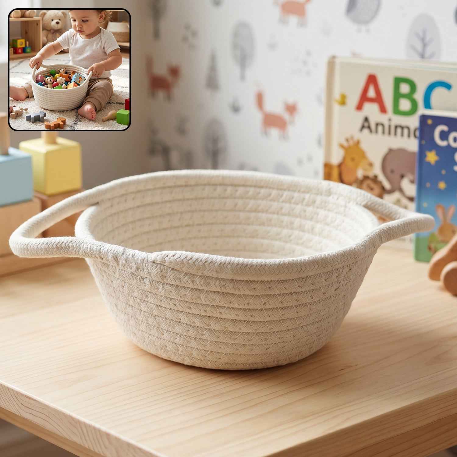 Storage Basket Ð Handwoven Cotton Rope for Organizing and Decor