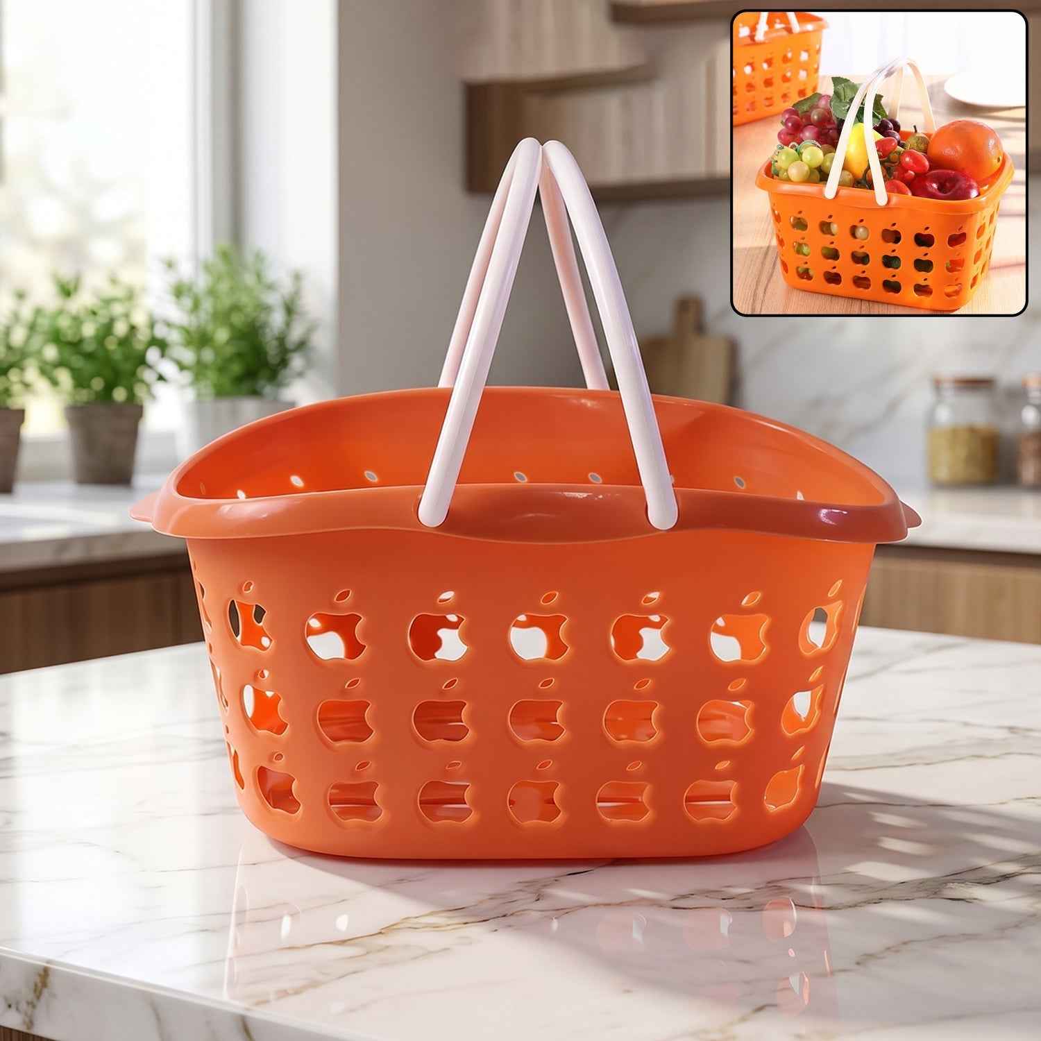 Plastic Storage Basket with Handle Ð Durable & Lightweight for Home & Shopping