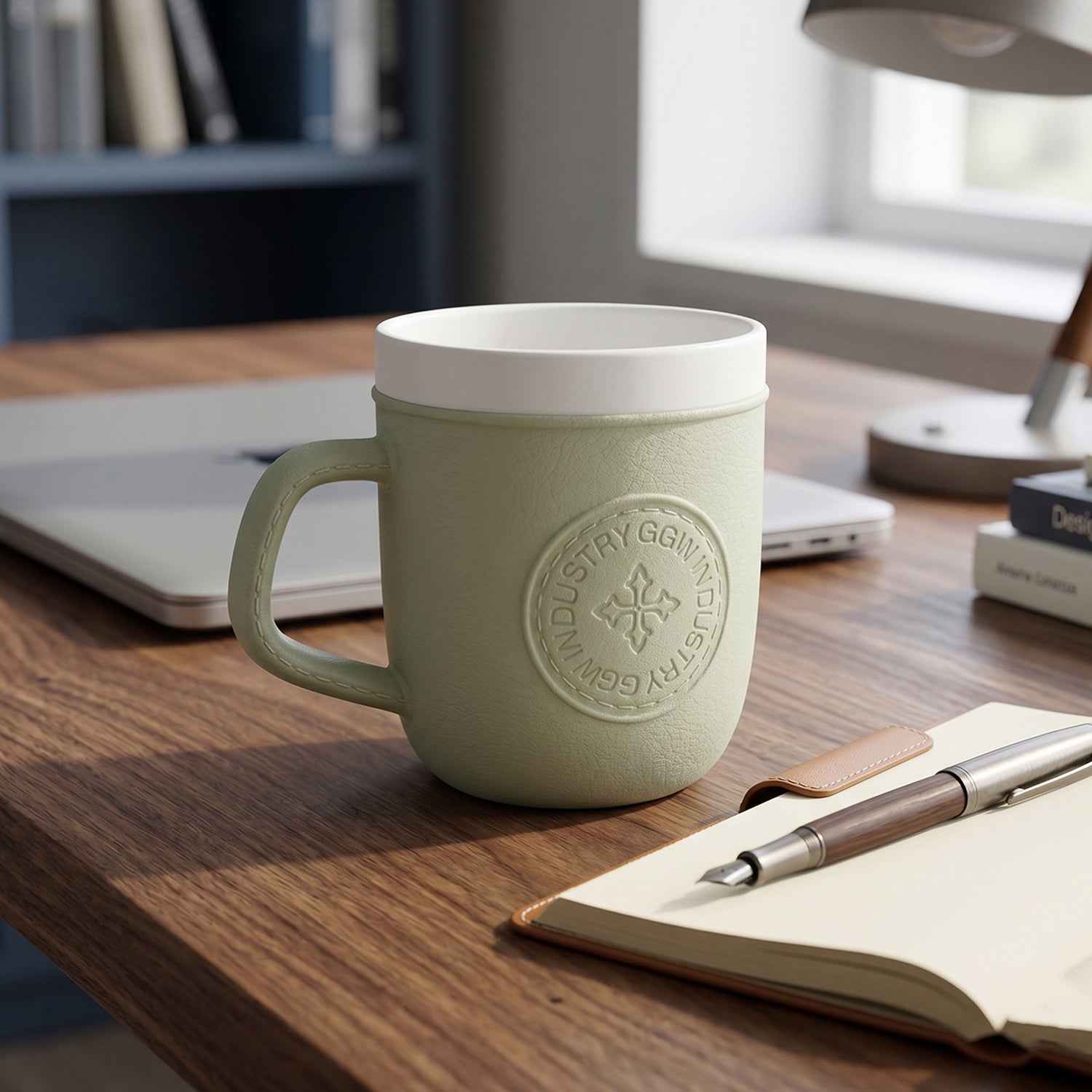Plastic Coffee Mug with Handle Ð Leather-Textured Reusable Cup