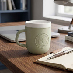 Plastic Coffee Mug with Handle Ð Leather-Textured Reusable Cup