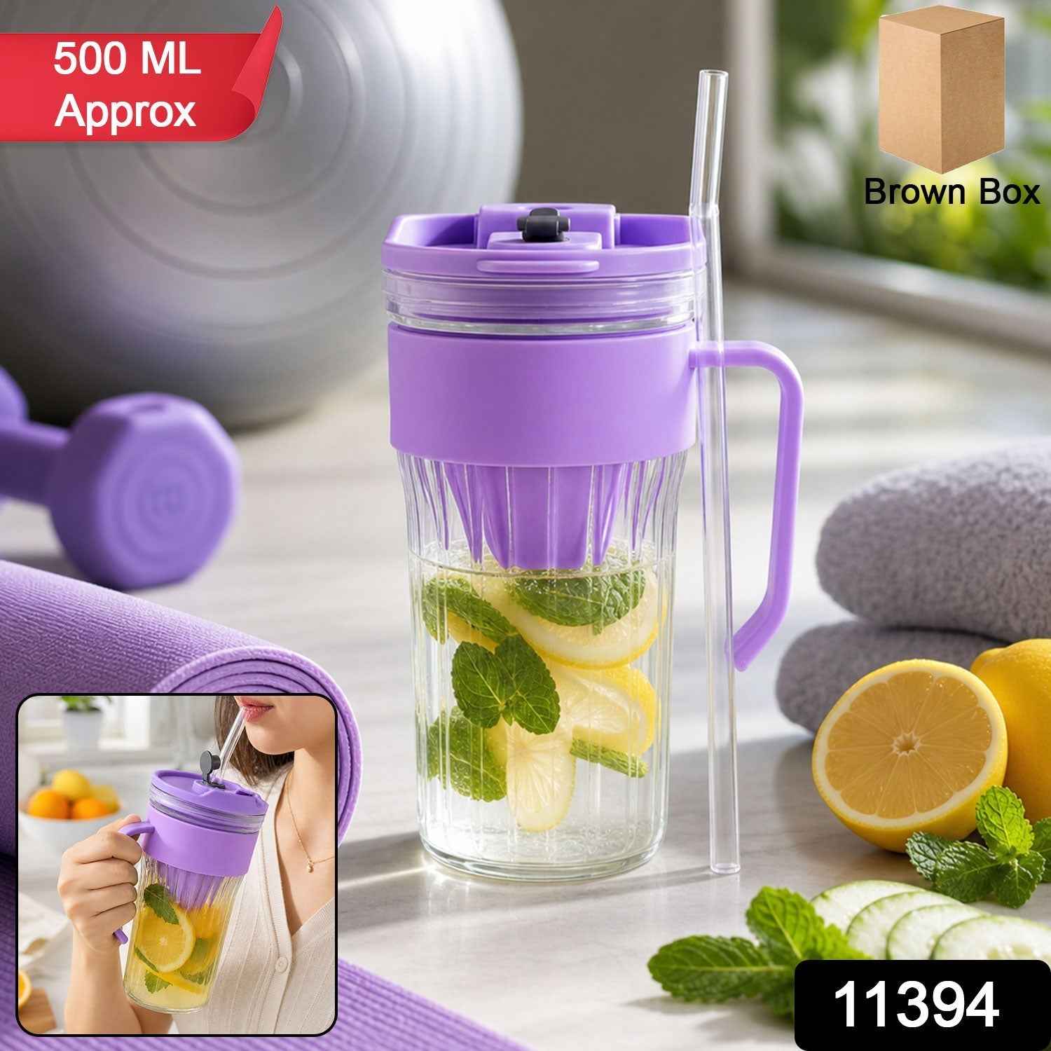 Glass Tumbler with Lid Ð Reusable, Stylish Cold Beverage Mug