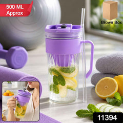 Glass Tumbler with Lid Ð Reusable, Stylish Cold Beverage Mug