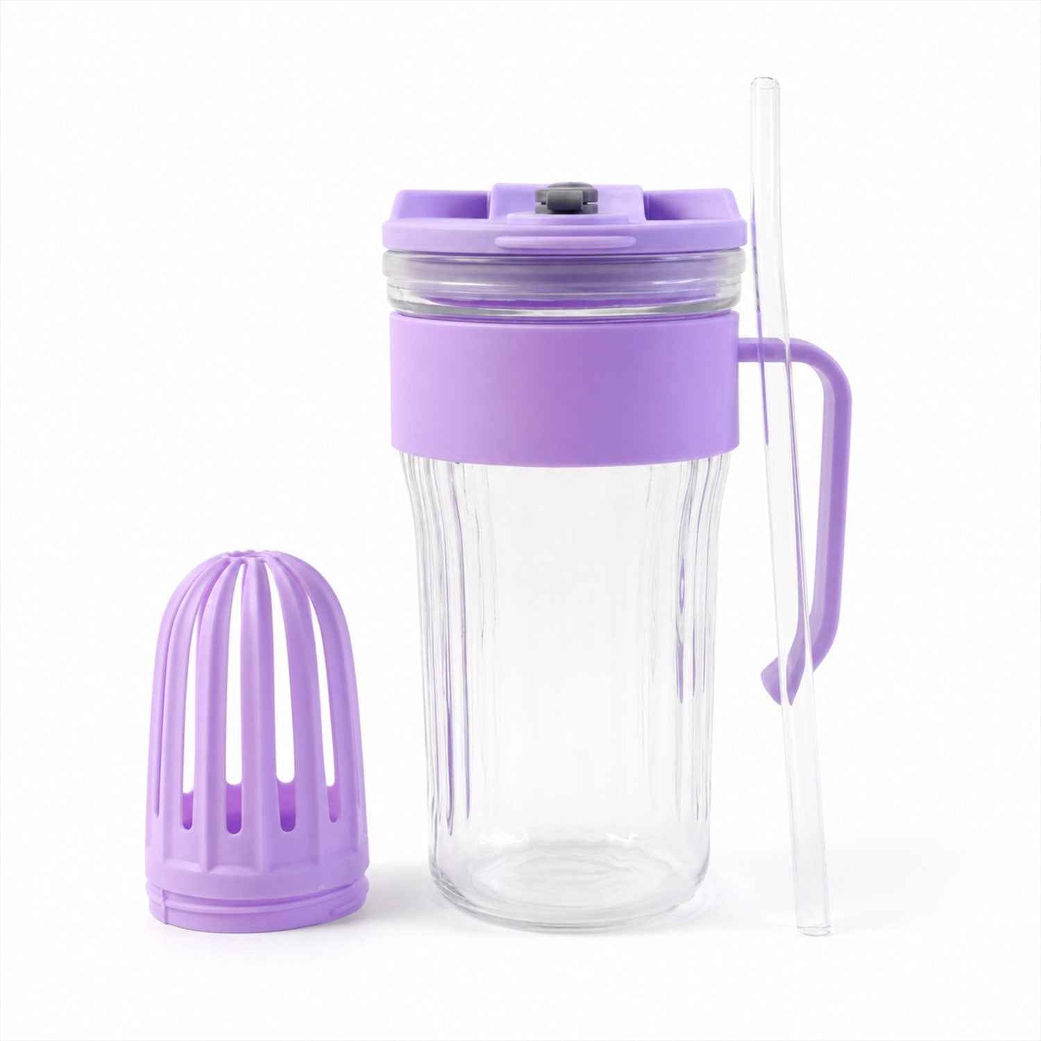 Glass Tumbler with Lid Ð Reusable, Stylish Cold Beverage Mug