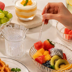 Mini Disposable Plastic Fruit Fork Ð Elegant Beaded Handle Design